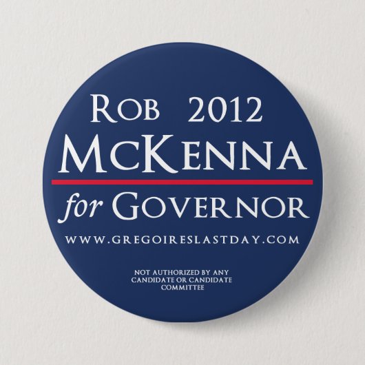 Rob McKenna voor gouverneur 2012 Logo Button (Voorkant)