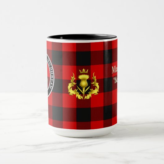 Rob Roy MacGregor Clan Badge & Tartan Mok (Midden)
