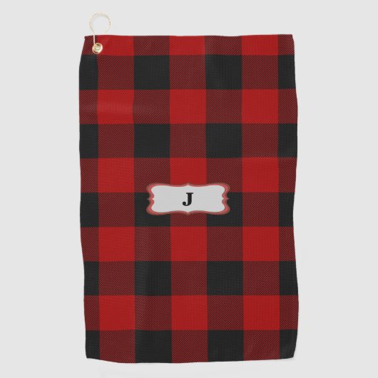 Rob Roy Tartan Rood & Zwart Golfhanddoek (Voorkant)