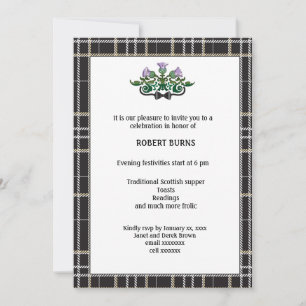 Robbie Burns Black Stropdas Invitation Feestdagenkaart
