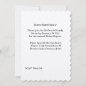 Robbie Burns Dîner Décontracté invitation (Dos)