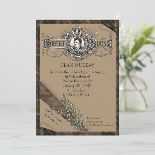Robbie Burns Sash Invitation (Debout devant)