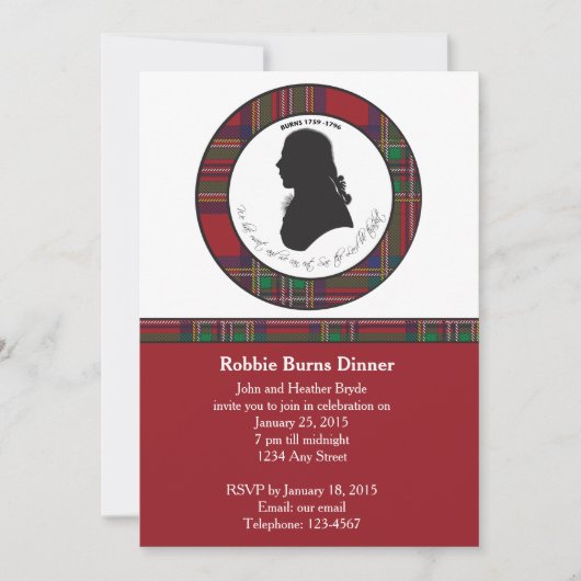 Robbie Burns Silhouette Invitation (Devant)