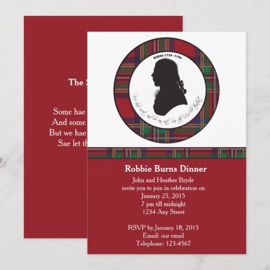 Robbie Burns Silhouette Invitation (Devant / Derrière)