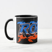 Robbie prénom Graffiti blue Tasse orange (Gauche)