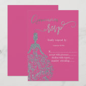 Robe à paillettes argentées Invitation RSVP Fuschi (Devant / Derrière)