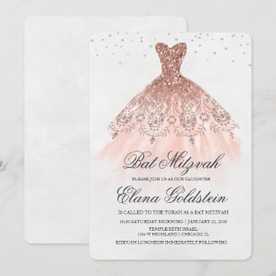 Robe à paillettes de Bat Mitzvah Invitation diaman
