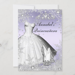 Robe à paillettes et invitation Quinceanera violet