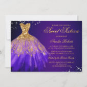 Robe à paillettes or violet Invitation Sweet Sixte (Devant)
