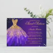 Robe à paillettes or violet Invitation Sweet Sixte (Debout devant)