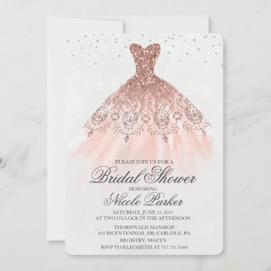 Robe à paillettes pour douche de mariée Invitation (Devant)