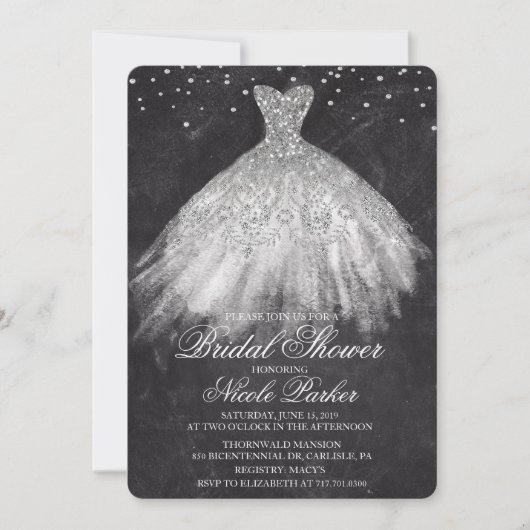 Robe à paillettes pour douche de mariée Invitation (Devant)