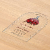 Robe à paillettes rouge argentée Script Invitation (Poser)