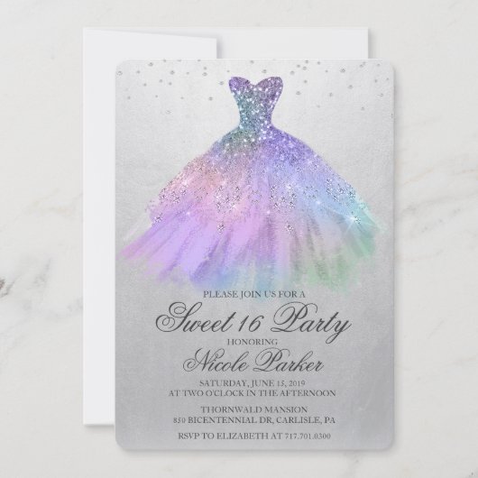 Robe à paillettes Sweet 16 Invitation diamant (Devant)