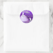 Robe à paillettes violette et autocollant de couro (Sac)