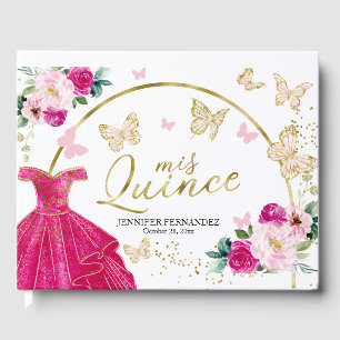 Robe à papillon rose chaud Quinceanera livre d'hôt