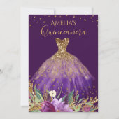 Robe Améthyste violet or Quinceanera Invitation (Devant)