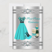 Robe Argent Douce Seize 5x7 Invitation (Devant)