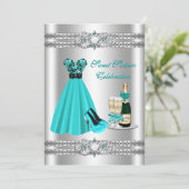 Robe Argent Douce Seize 5x7 Invitation (Debout devant)