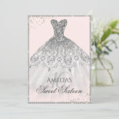 Robe Argent Étincelle 16e Sweet sixteen Invitation (Debout devant)