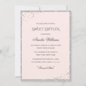 Robe Argent Étincelle 16e Sweet sixteen Invitation (Dos)