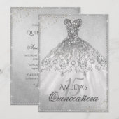 Robe Argent Étincelle Quinceanera Invitation (Devant / Derrière)