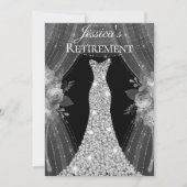 Robe Argent Floral Élégant Invitation de retraite (Devant)