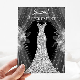 Robe Argent Floral Élégant Invitation de retraite