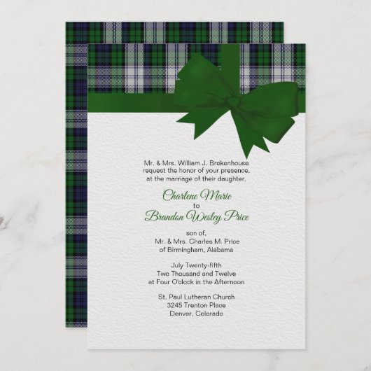 Robe Black Watch Plaid 2 Faire-part de mariage (Devant / Derrière)