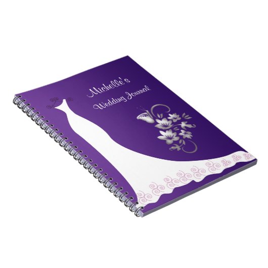 Robe blanche sur le carnet pourpre de wedding (Côté Droit)