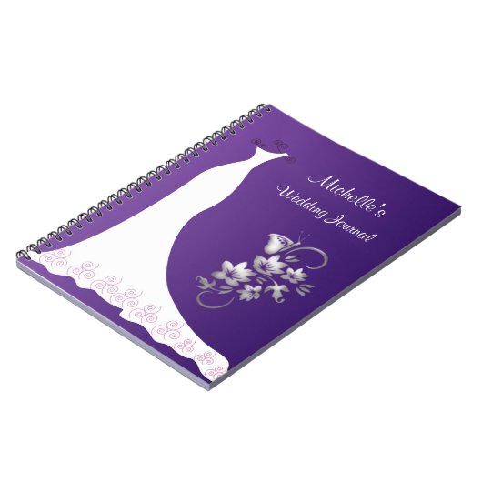 Robe blanche sur le carnet pourpre de wedding (Côté gauche)