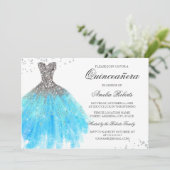 Robe bleu étincelante Quinceanera Invitation (Debout devant)