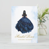Robe bleue Quinceanera invitation (Debout devant)