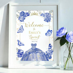 Robe Bleue Royale Douce 16 Affiches de bienvenue