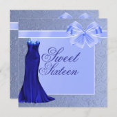 Robe Bleue Soie & Bow Invitation Anniversaire (Devant / Derrière)