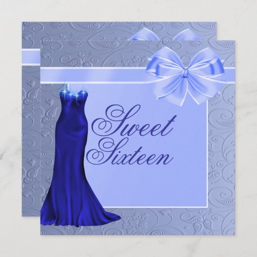 Robe Bleue Soie & Bow Invitation Anniversaire (Devant / Derrière)