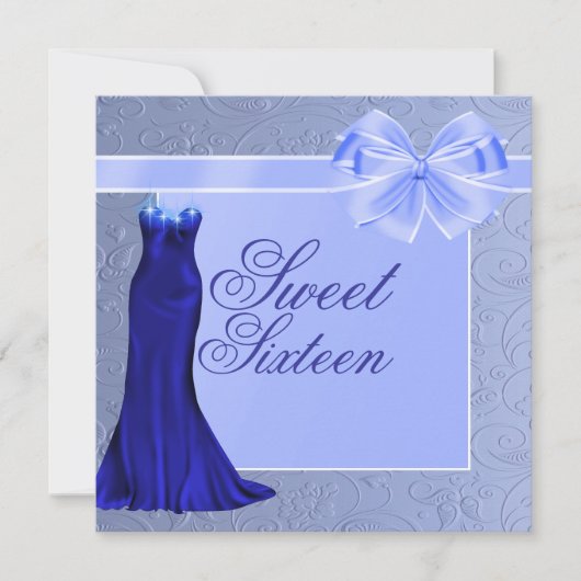Robe Bleue Soie & Bow Invitation Anniversaire (Devant)