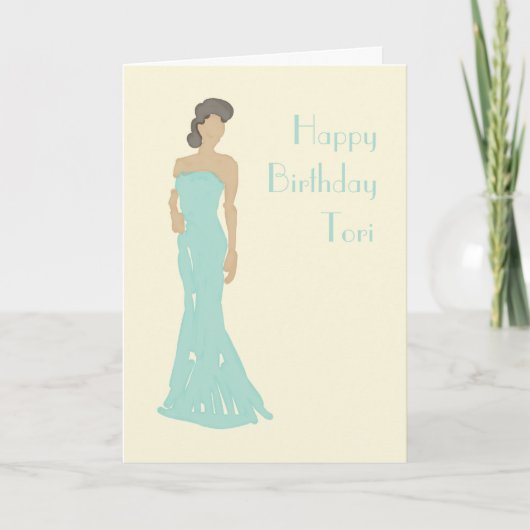 Robe dame strapless carte de voeux d'anniversaire (Devant)