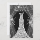 Robe d'argent Invitation de la fête de graduation (Devant)