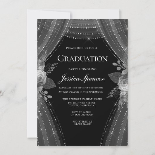 Robe d'argent Invitation de la fête de graduation  (Dos)