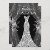 Robe d'argent Invitation de la fête de graduation  (Devant / Derrière)