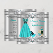 Robe d'argent pour les seize ans douce invitation (Devant / Derrière)