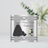 Robe d'argent pour un doux seize ans Invitation (Debout devant)