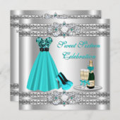 Robe d'argent pour un doux seize ans Invitation (Devant / Derrière)