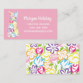 Robe de bureau florale Cartes de contact ou de bur (Devant / Derrière)