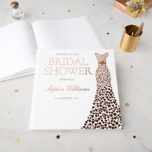 Robe de cœur en feuille de rose gold pour douche d (Recto ouvert)