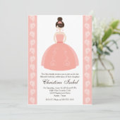 Robe de coing rose Brunette Quinceanera Invitation (Debout devant)