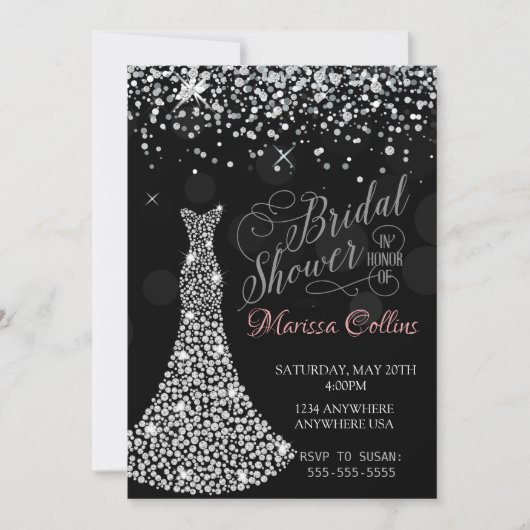 Robe de diamant Invitation douche nuptiale, strass (Devant)