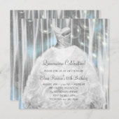 Robe de fête Quinceanera blanc et bleu Invitations (Devant / Derrière)