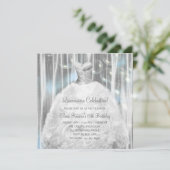 Robe de fête Quinceanera blanc et bleu Invitations (Debout devant)